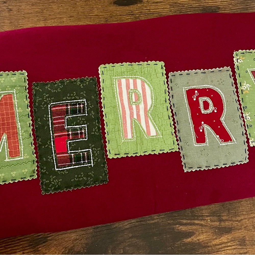 “Merry” Patchwork Christmas Sweatshirt - image 3